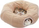 Cat Donut Tunnel with Bed for Indoor Cats, Cat Play Tunnel with Washable Soft Plush Mat, Round Tube Toys Cute Tube for Kittens, Puppies