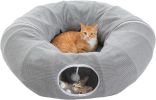 Cat Donut Tunnel with Bed for Indoor Cats, Cat Play Tunnel with Washable Soft Plush Mat, Round Tube Toys Cute Tube for Kittens, Puppies
