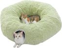 Cat Donut Tunnel with Bed for Indoor Cats, Cat Play Tunnel with Washable Soft Plush Mat, Round Tube Toys Cute Tube for Kittens, Puppies