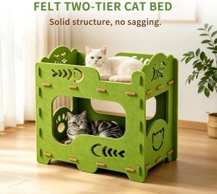 Cat House for Indoor Cats,2-Tier Foldable Cat Bed Cave,20"×11"x20" Covered Cat Tunnel Hideaway Condo (Color: green)