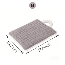 Washable Dog Mat with Carry Handle, Soft Plush Quilted Dog Bed Mat, Portable Crate Pad and Kennel Liner for Floor, Sofa, Car and Travel (Color: grey, size: M)