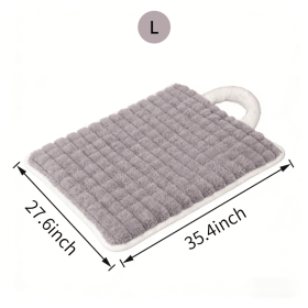 Washable Dog Mat with Carry Handle, Soft Plush Quilted Dog Bed Mat, Portable Crate Pad and Kennel Liner for Floor, Sofa, Car and Travel (Color: grey, size: L)