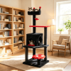 57" Spooky Cat Tower for Cats with Padded Perch And Spider Shaped Hanging Toy  Interactive Cat Tree for Kittens