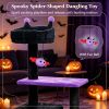 57" Spooky Cat Tower for Cats with Padded Perch And Spider Shaped Hanging Toy  Interactive Cat Tree for Kittens