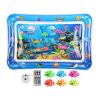Cat Water Mat Interactive Sensory Play Mat with Floating Fish Toys LED Color Changing Light Thickened PVC for Indoor Cats Kittens Pet Enrichment