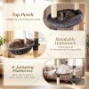 6-Tier Floor to Ceiling Cat Tree with Plush Bed Sisal Scratching Posts for Multi-Cat Households Furniture-Style Design