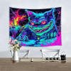 UV Activated Neon Colors Black Light Reactive Fierce Giant Cat Tapestry - Polyester Wall Hanging for Bedroom, Living Room