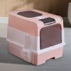 Fully Enclosed Magic Cube Litter Box, Top/Front Entry, Pull-Out Drawer, Anti-Splash Odor Control, Large for Big Cats