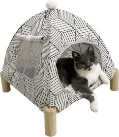 Portable Cat Tent Bed – Foldable Indoor Tent Bed for Cats & Small Dogs, Washable Cushion, Cozy Hideaway for Kittens & Cats, Easy Assembly & Travel (Color: White Diamond Tent)