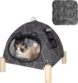 Portable Cat Tent Bed – Foldable Indoor Tent Bed for Cats & Small Dogs, Washable Cushion, Cozy Hideaway for Kittens & Cats, Easy Assembly & Travel (Color: Black Diamond Tent)