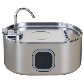246 oz./7L Stainless Steel Cat Water Fountain with Filters, Ultra-Quiet Pump, for Cats, Multi-Pet Homes (Color: Silver)