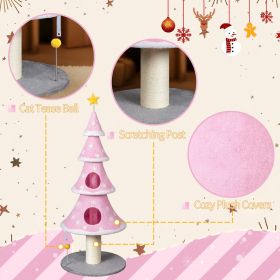59in Large Tall Christmas Tree Cat Tower with 2 Cat Condos & Scratching Post (Default: default title)