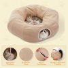 Cat Donut Tunnel with Bed for Indoor Cats, Cat Play Tunnel with Washable Soft Plush Mat, Round Tube Toys Cute Tube for Kittens, Puppies