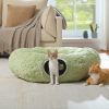 Cat Donut Tunnel with Bed for Indoor Cats, Cat Play Tunnel with Washable Soft Plush Mat, Round Tube Toys Cute Tube for Kittens, Puppies