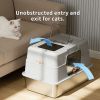 Fully enclosed stainless steel cat litter box, splash proof, antibacterial and non stick to the bottom, with front door and top sand outlet