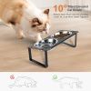 2 Set Elevated Cat Food Water Bowls, 4 Stainless Steel Bowls for Indoor Pet with Cute Metal Stand