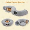Cat Donut Tunnel with Bed for Indoor Cats, Cat Play Tunnel with Washable Soft Plush Mat, Round Tube Toys Cute Tube for Kittens, Puppies