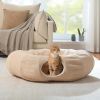 Cat Donut Tunnel with Bed for Indoor Cats, Cat Play Tunnel with Washable Soft Plush Mat, Round Tube Toys Cute Tube for Kittens, Puppies