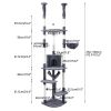 Floor to Ceiling Cat Tower with Adjustable Height(92-101 Inches), 7 Level Cat Climbing Tower with Cozy Hammock