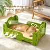 Single-Tier Felt Cat House for Indoor Cats,20"x14" Cute Hollow Cutout Elevated Cat Sofa Bed