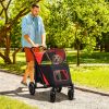 Pet Stroller Dog Cat Carriage One Click Fold with Universal Front Wheels Shock Absorber Brakes Storage Bags Mesh Window