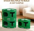 Triangle Felt Cat House for Indoor Cats,Stackable Corner Cat Bed Cave for Cats Up to 22 Lbs,14"x14"x12" Covered Cat Tunnel Hideaway Condo