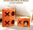Triangle Felt Cat House for Indoor Cats,Stackable Corner Cat Bed Cave for Cats Up to 22 Lbs,14"x14"x12" Covered Cat Tunnel Hideaway Condo