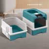 Fully Enclosed Magic Cube Litter Box, Top/Front Entry, Pull-Out Drawer, Anti-Splash Odor Control, Large for Big Cats
